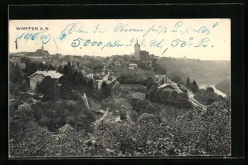 AK Wimpfen a. N., Ortsansicht aus der Vogelschau