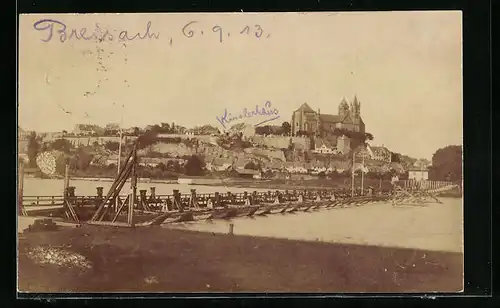 AK Breisach, Ortsansicht mit Brücke im Jahr 1913