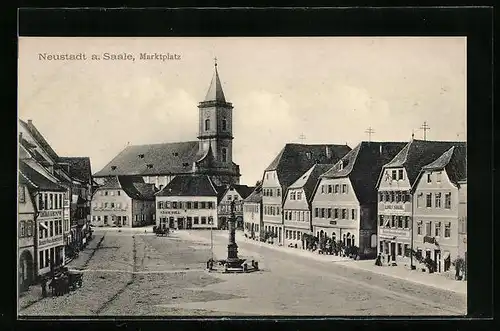 AK Neustadt a. Saale, Marktplatz mit Wirtshaus Geyer