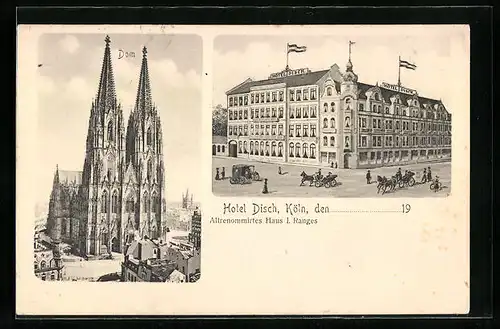 AK Köln, Dom und Hotel Disch