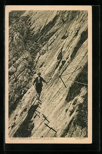 AK Bergsteiger bei der Zugspitzbesteigung am Brett