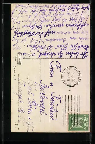 AK Kleiner Junge mit Schubkarre