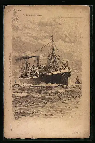 Künstler-AK Willy Stoewer: Passagierschiff auf hoher See