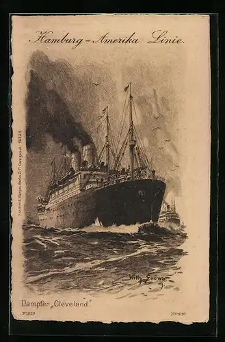 Künstler-AK Willy Stoewer: Passagierschiff unter Volldampf
