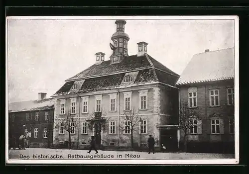 AK Mitau, Das historische Rathausgebäude im Winter