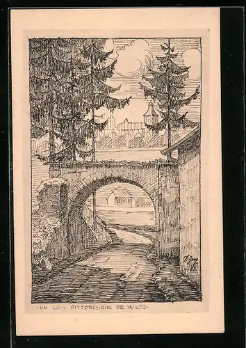 Künstler-AK Wiltz, Un Coin Pittoresque