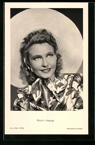AK Schauspielerin Karin Hardt mit Hut
