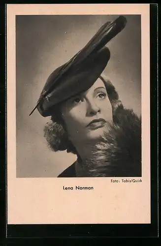 AK Schauspielerin Lena Norman mit Hut