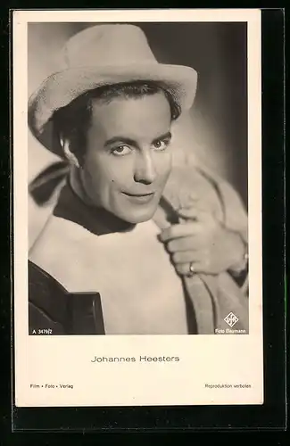 AK Schauspieler Johannes Heesters mit Hut