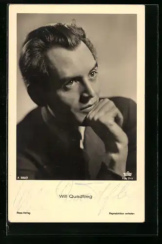 AK Schauspieler Will Quadflieg in Denkerpose