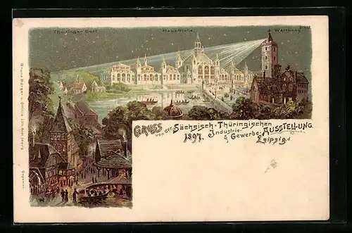 Lithographie Leipzig, Sächsisch-Thüringische Industrie- und Gewerbe-Ausstellung 1897, Haupthalle