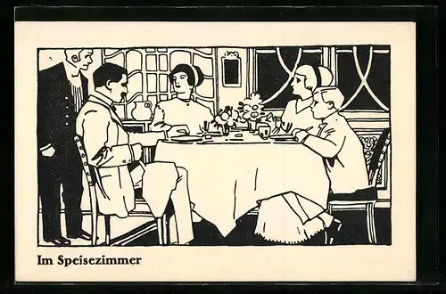 AK Essen, Gewerbeschau 1913, Im Speisezimmer