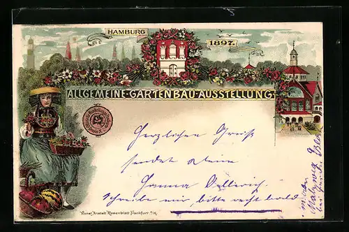 Lithographie Hamburg, Allgemeine-Gartenbau-Ausstellung 1897