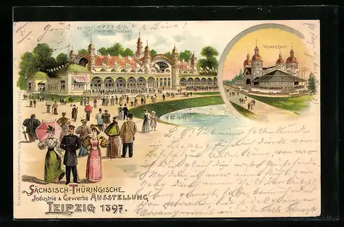 Lithographie Leipzig, Sächsisch-Thüringische Industrie & Gewerbe-Ausstellung 1897, Hauptrestaurant
