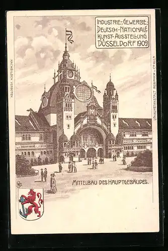 Lithographie Düsseldorf, Industrie- Gewerbe-, Deutsch-Nationale Kunst-Ausstellung 1902, Hauptgebäude