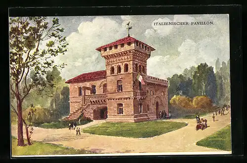 Künstler-AK Wien, I. Internationale Jagd-Ausstellung 1910, Italienischer Pavillon