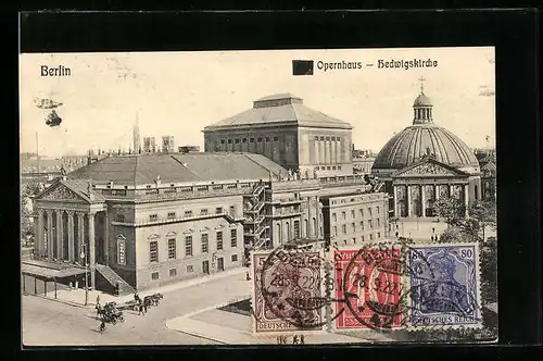 AK Berlin, Opernhaus und hedwigskirche