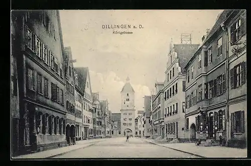 AK Dillingen a. D., Ortspartie mit der Königstrasse