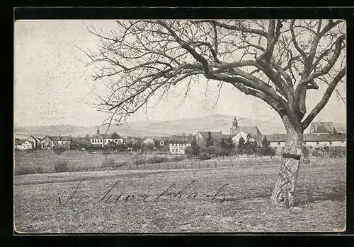 AK Schwalbach a. T., Sicht von der Wiese auf die Stadt