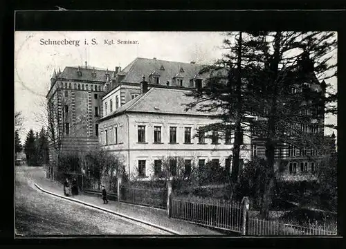 AK Schneeberg i.S., Strassenpartie mit dem Kgl. Seminar