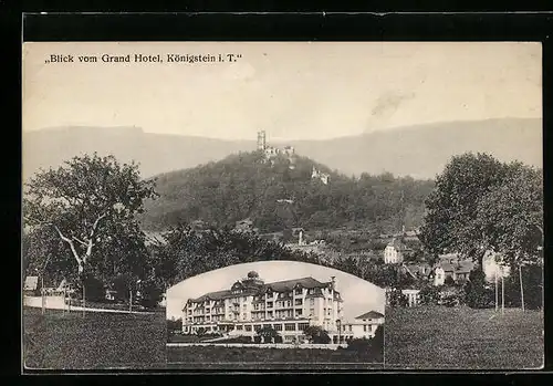AK Königstein i. T., Blick vom Grand Hotel
