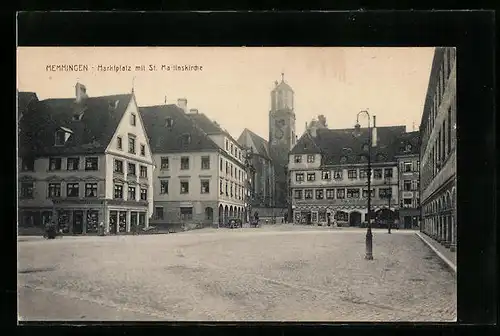 AK Memmingen, Marktplatz mit St. Martinskirche