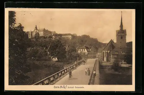 AK Gera, Schloss Osterstein mit Brücke