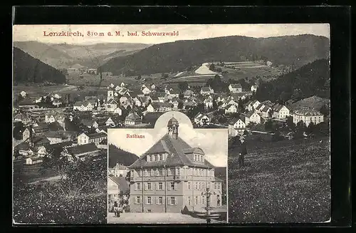 AK Lenzkirch / Schwarzwald, Panorama & Rathaus