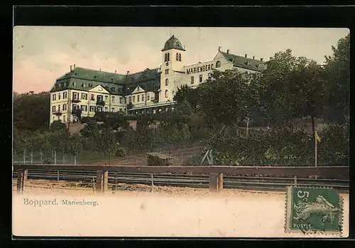 AK Boppard, Marienberg mit Bahnstrecke
