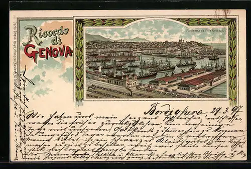 Passepartout-Lithographie Genova, Panorama di Villa Rosazza