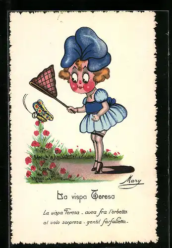 Künstler-AK sign. Mary: La Vispa Teresa, Schmetterling