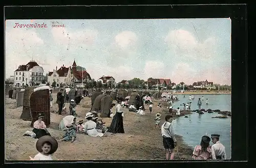 AK Travemünde, Strand mit Badegästen