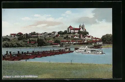 AK Breisach / Rhein, Gesamtansicht mit Schiffsbrücke