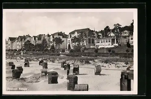 AK Bansin / Seebad, Blick vom Strand auf die Villen