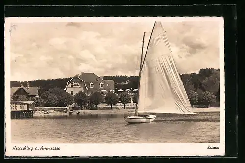 AK Herrsching / Ammersee, Teilansicht mit Hotel vom See aus gesehen