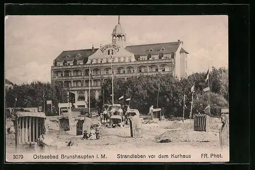 AK Brunshaupten i. M., Strandleben vor dem Kurhaus