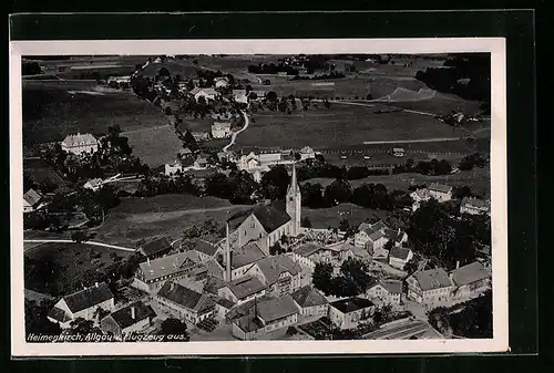 AK Heimenkirch / Allgäu, Gesamtansicht, Flugzeugaufnahme