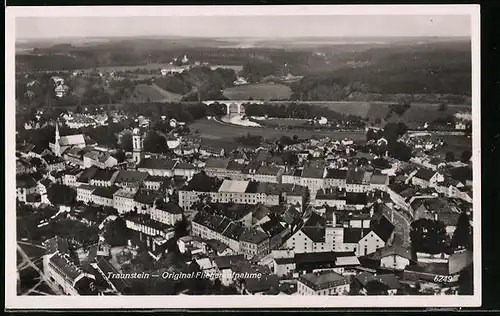 AK Traunstein, Totalansicht, orig. Fliegeraufnahme