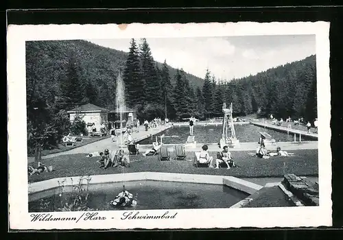 AK Wildemann / Harz, Schwimmbad mit Badegästen
