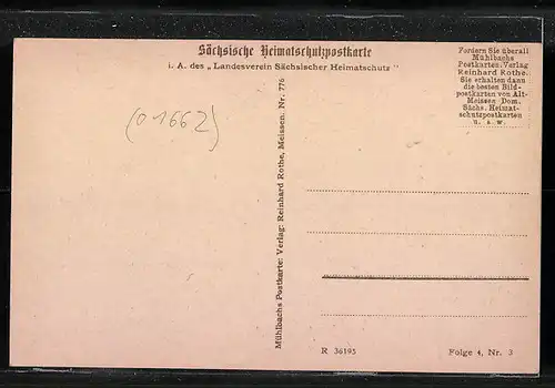 AK Alt-Meissen, Denkmal und Geschäfte auf dem Heinrichsplatz