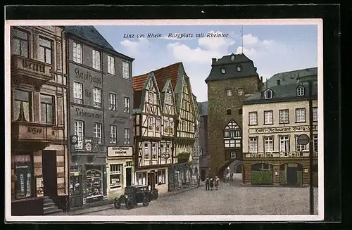 AK Linz am Rhein, Burgplatz mit Rheintor