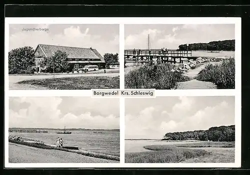 AK Borgwedel / Schleswig, Jugendherberge, Strandansichten