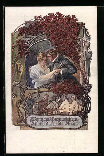 Künstler-AK W. Braun: Deutscher Schulverein Nr.1079: Wenn im Purpurschein Blinkt der Wilde Wein