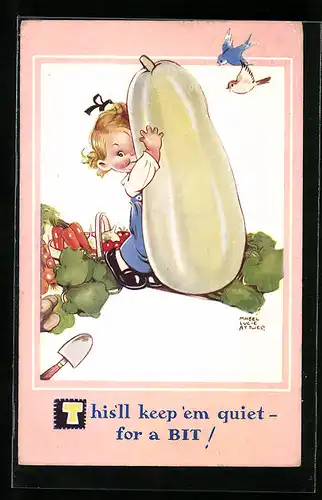 Künstler-AK Mabel Lucie Attwell: This`ll keep`em quiet - for a BIT!