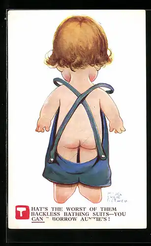 Künstler-AK Mabel Lucie Attwell: That`s the worst of them backless bathing suits - you can`t borrow auntie`s!