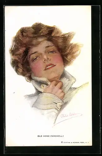 Künstler-AK Philip Boileau: Old home farewell, Junge Dame mit erröteten Wangen