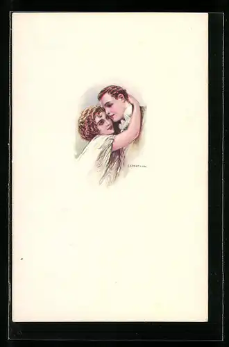 Künstler-AK Tito Corbella: Junge Frau umarmt den Liebsten