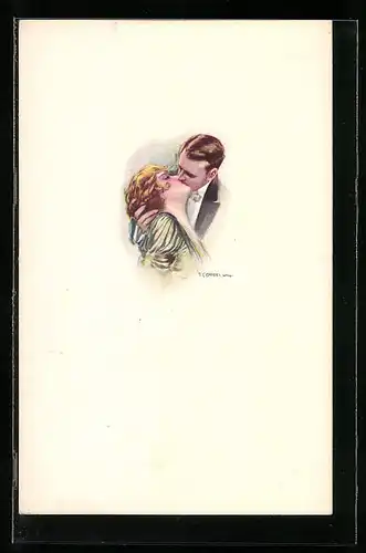Künstler-AK Tito Corbella: Küssendes Liebespaar