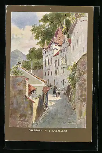 Künstler-AK Edward Theodore Compton: Salzburg, Stieglkeller