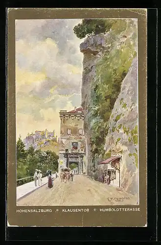 Künstler-AK Edward Theodore Compton: Hohensalzburg, Klausentor und Humboldtterasse